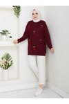 Bordo İki İplik Kirazlı Tunik