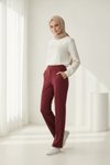 Bordo Krep Çimalı Patletli Pantolon