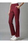 Bordo Krep Çimalı Patletli Pantolon