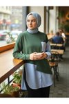 Haki Garni Detaylı Penye Tunik