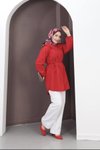 Kırmızı Pilili Çift Yakalı Tunik