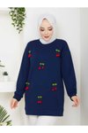 Lacivert İki İplik Kirazlı Tunik