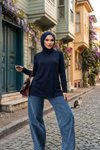 Lacivert Palazzo Denim Pantolon