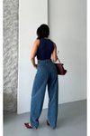 Lacivert Palazzo Denim Pantolon