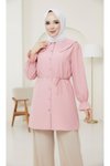 Pembe Bebe Yakalı İşlemeli Tunik