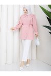Pembe Bebe Yakalı İşlemeli Tunik
