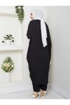 Siyah Çiçekli İkili Kimono Takım