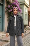 Siyah Denim Taş Detaylı Ceket