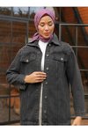 Siyah Denim Taş Detaylı Ceket