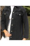 Siyah Denim Taş Detaylı Ceket