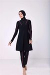 Siyah Performans Tarz Tam Kapalı Mayo