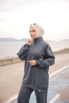 Antrasit Fermuarlı Yaka İkili Eşofman Takım