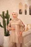 بدلة رياضية قطعتين لون بيج وبني