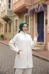 Beyaz Fermuarlı İkili Eşofman Takımı
