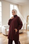 Bordo Fermuarlı İkili Eşofman Takımı