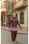 Double-Zip Tracksuit Set - Claret Red