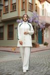 Zipper-Collar Tracksuit Set - Ecru