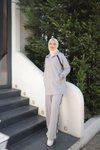 Gri Fermuarlı Yaka Eşofman Takım
