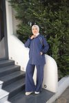 İndigo Fermuarlı Yaka Eşofman Takım