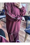 Bordo Fermuarlı Yaka İkili Takım