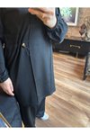 Siyah Dalgıç Kumaş Yarım Patlı Fermuarlı İkili Takım