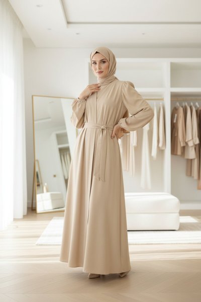 Dubai Silk Abaya - Beige