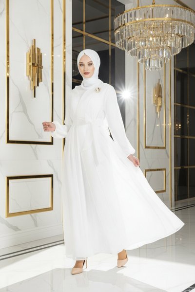 Beyaz Asya Organze Ferace Takım