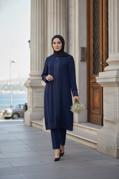 Lacivert İpli Giyçık Kap