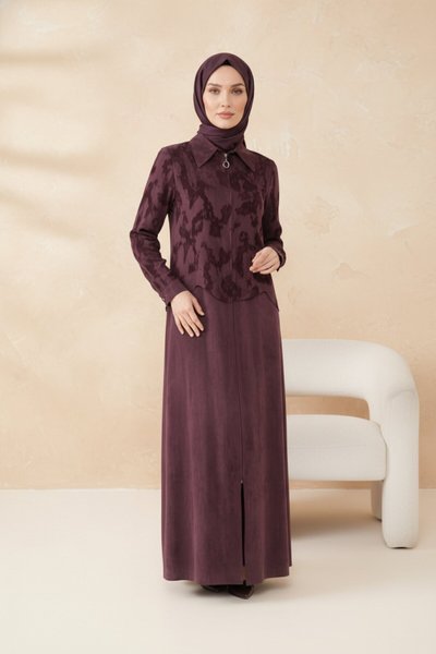 Silk Cupra Abaya - Damson