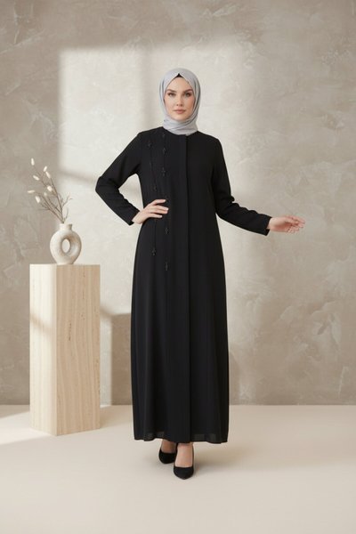 Beaded Abaya - Black