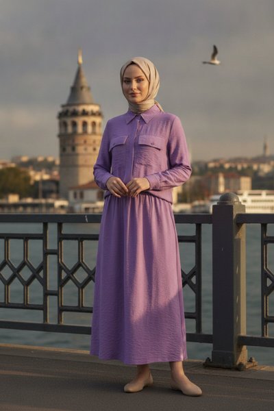 Skirt and Shirt Modest Co-ord Set - Purple