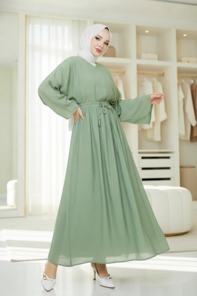 Stone-Detail Modest Co-ord Set - Green