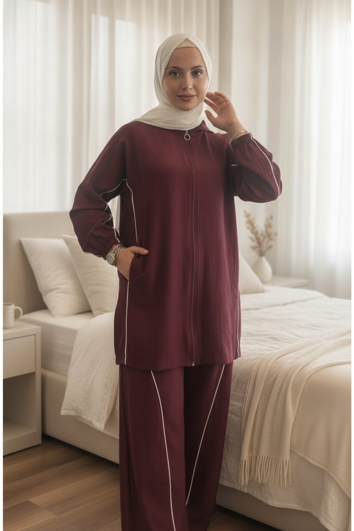 Bordo Eşofman Takım - Wovi