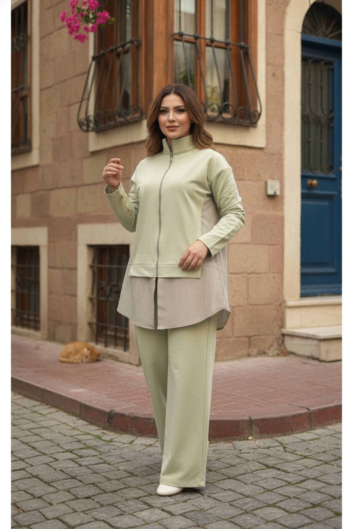 Dual Zipper Tracksuit - Seafoam Green - Wovi