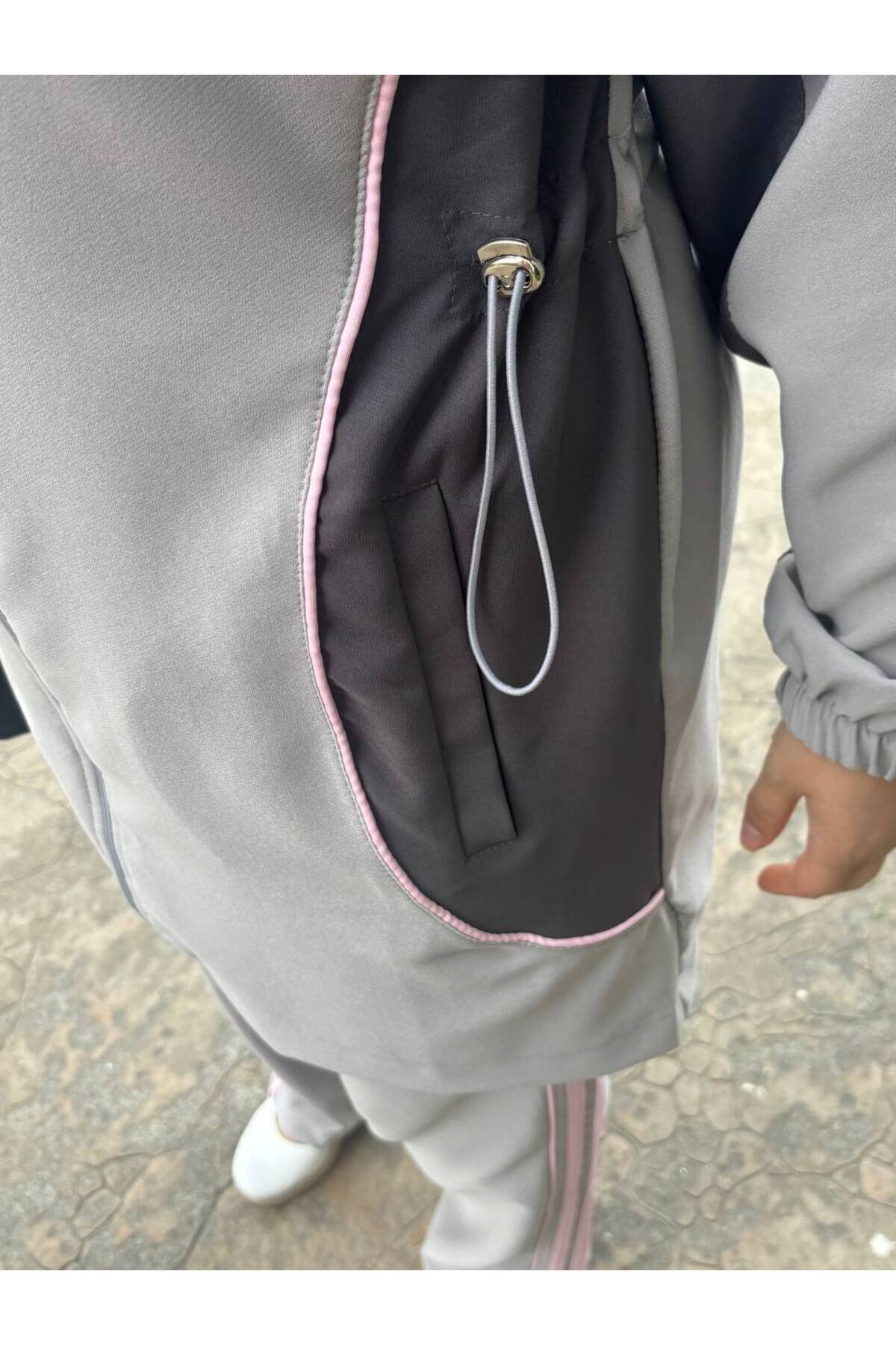 Gri İkili Tesettür Takım - Wovi Moda