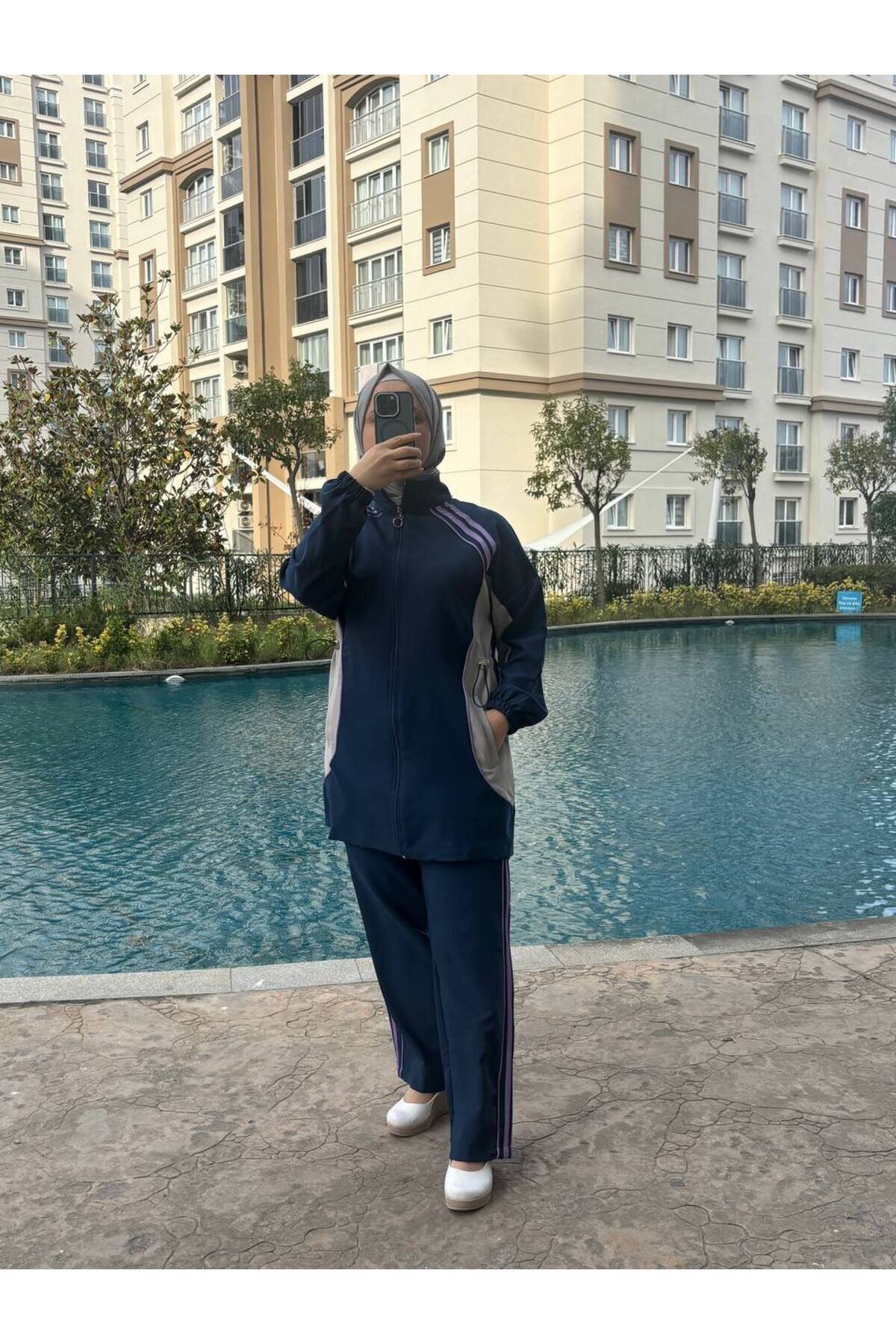 Lacivert Alt Üst İkili Tesettür Takım - Wovi Moda