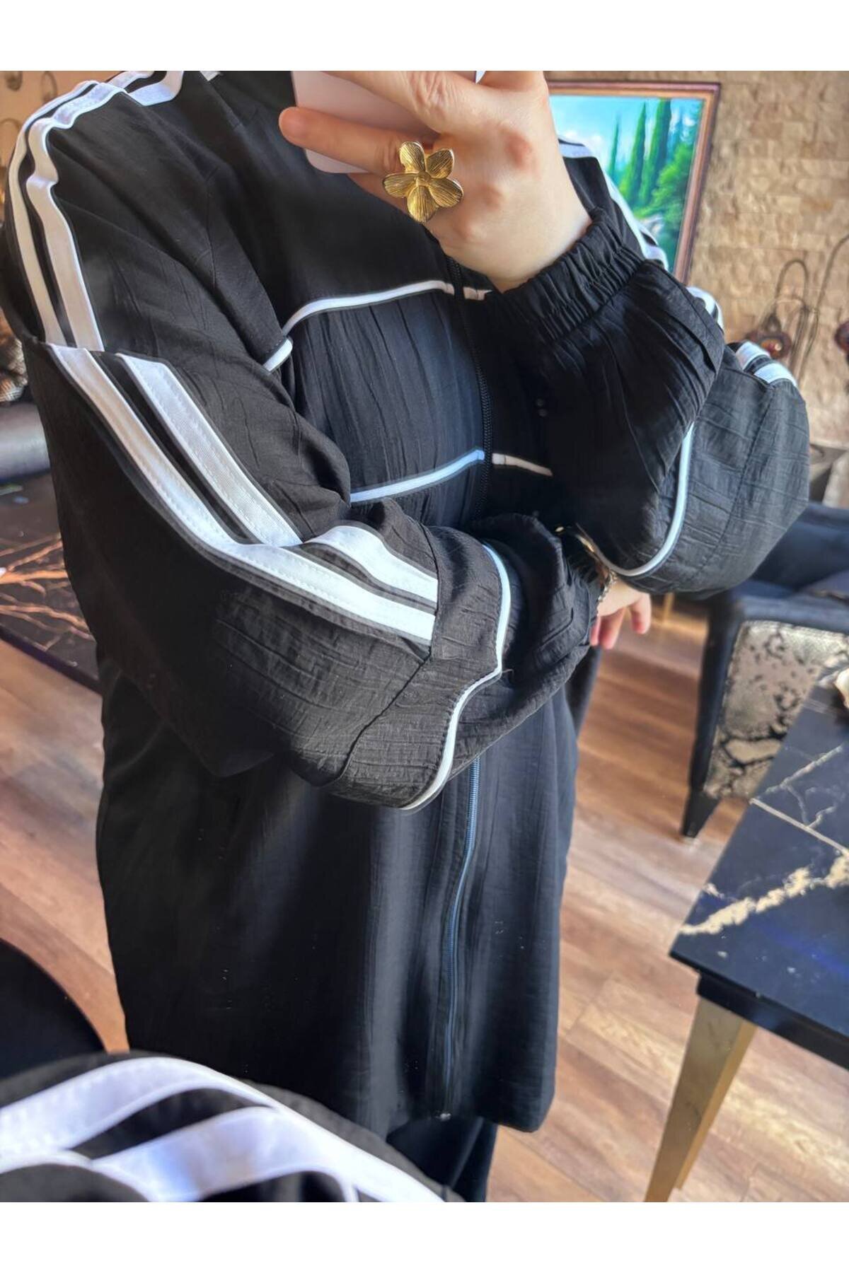 Siyah Beyaz Eşofman Takım - Wovi Moda