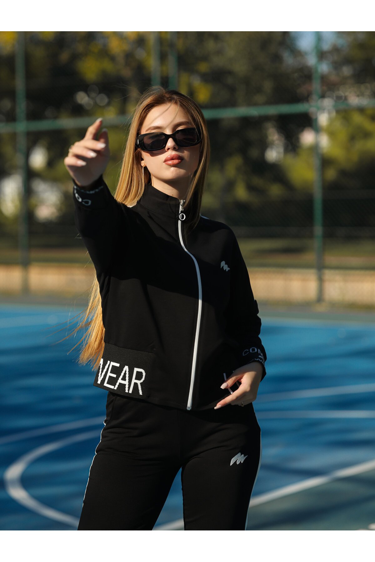 Zippered Tracksuit Set - Black - Wovi Moda
