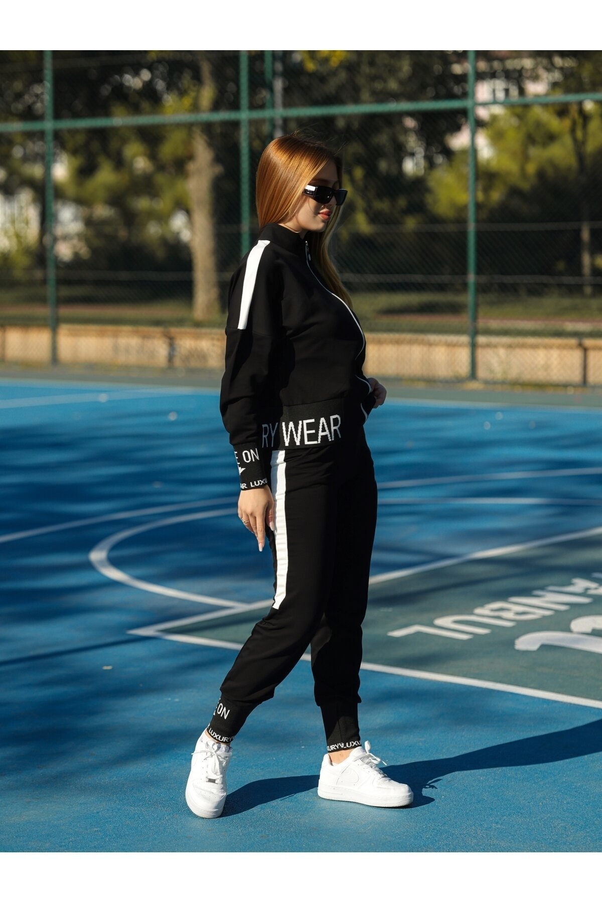 Zippered Tracksuit Set - Black - Wovi Moda
