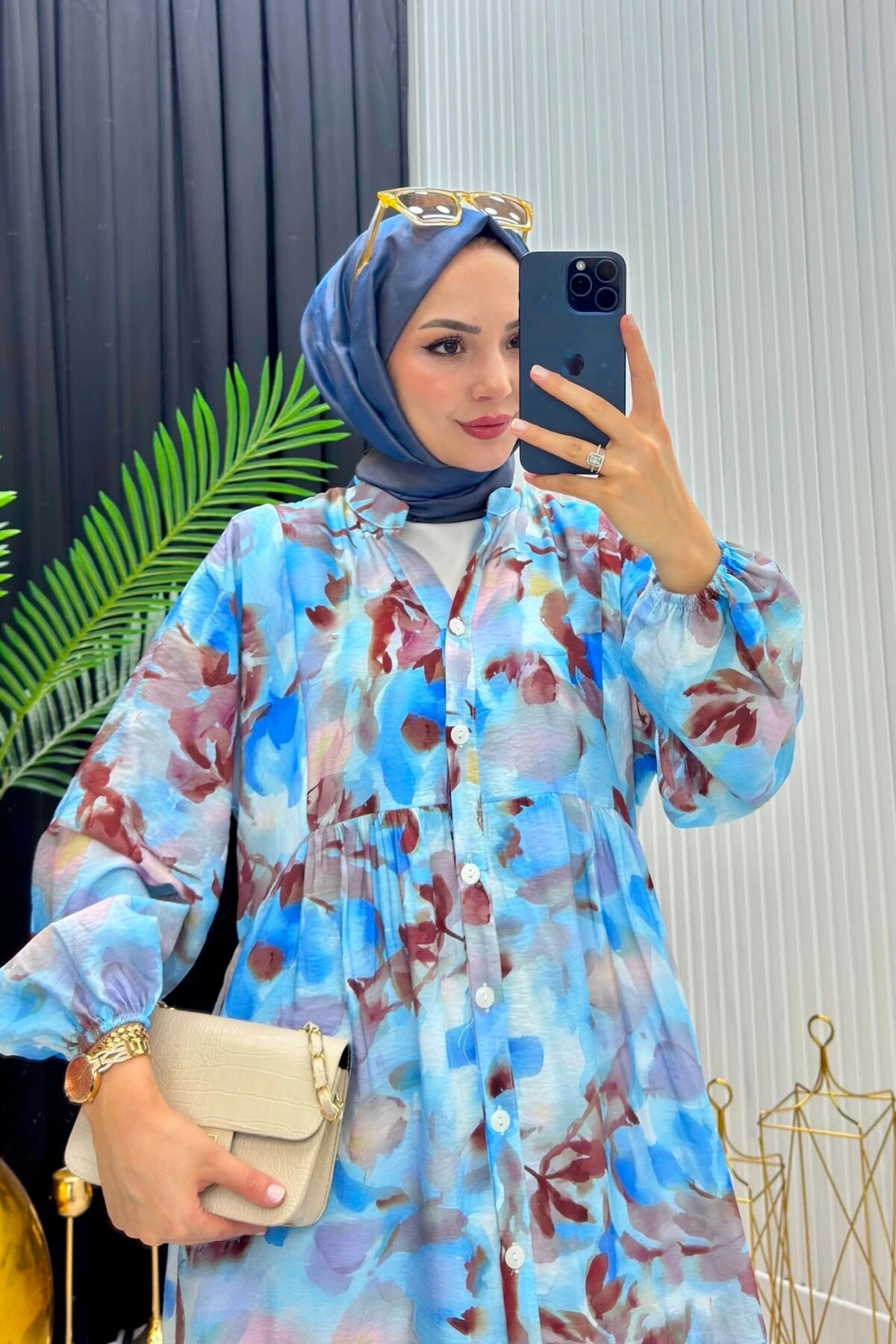 Mavi Bahar Elbise - Dimar Butik