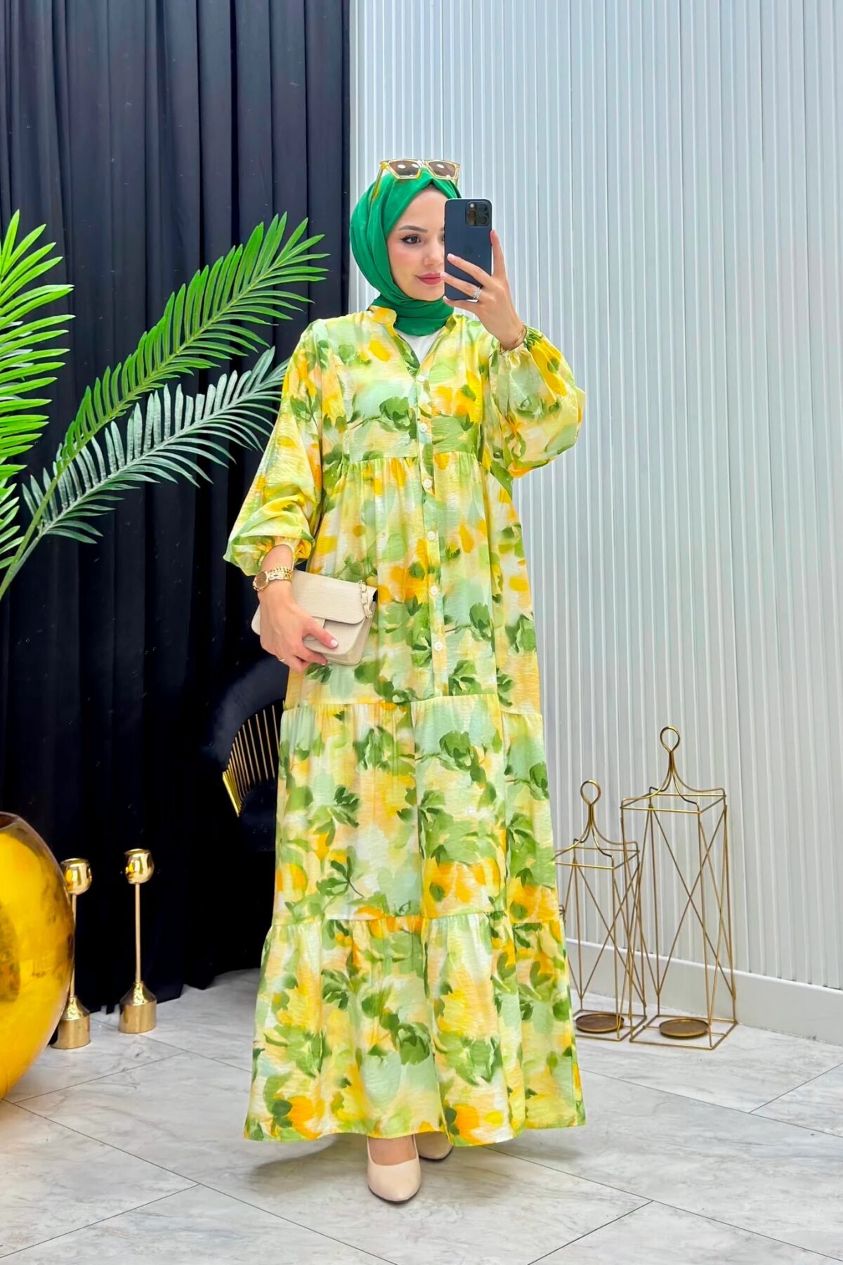Sarı Bahar Elbise - Dimar Butik