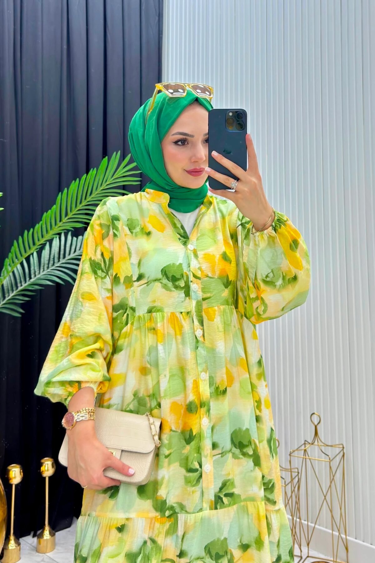 Sarı Bahar Elbise - Dimar Butik