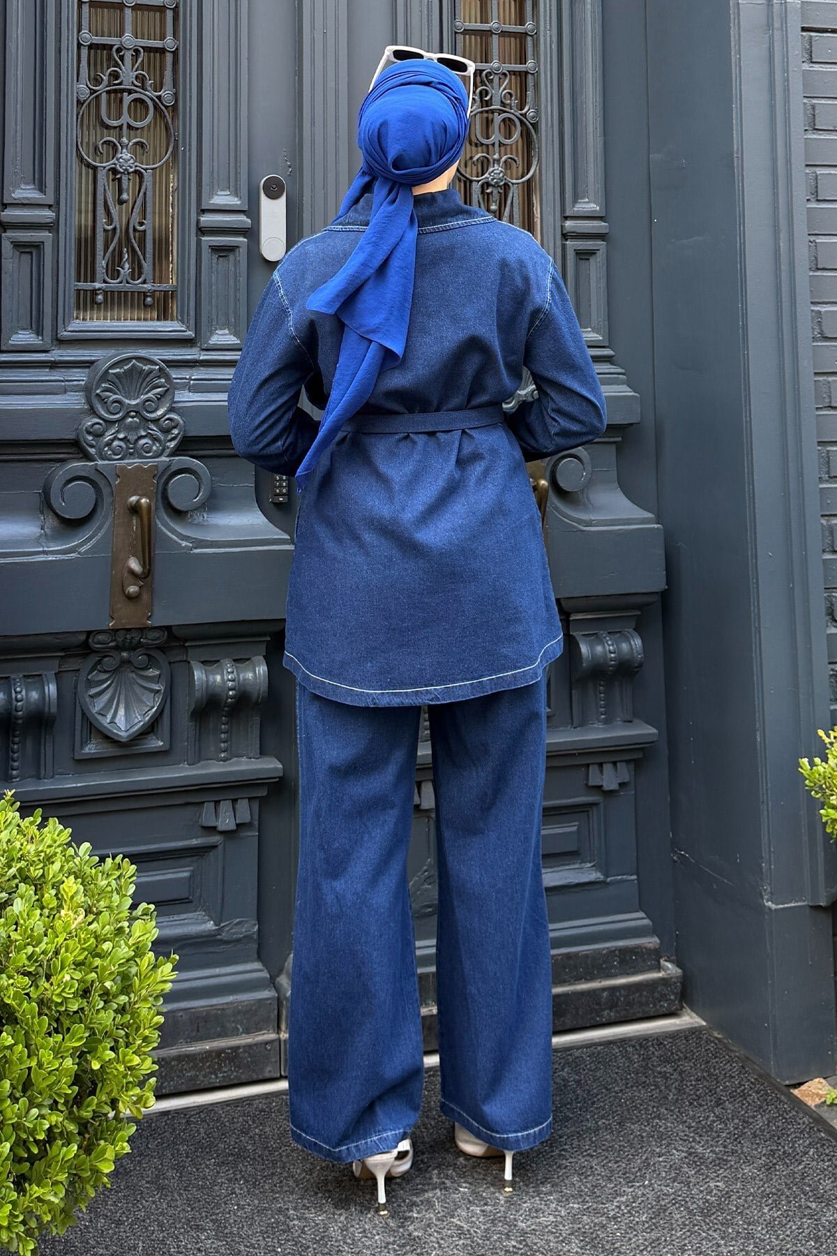 Koyu Mavi Denim Fermuarlı İkili Takım - Modamihram
