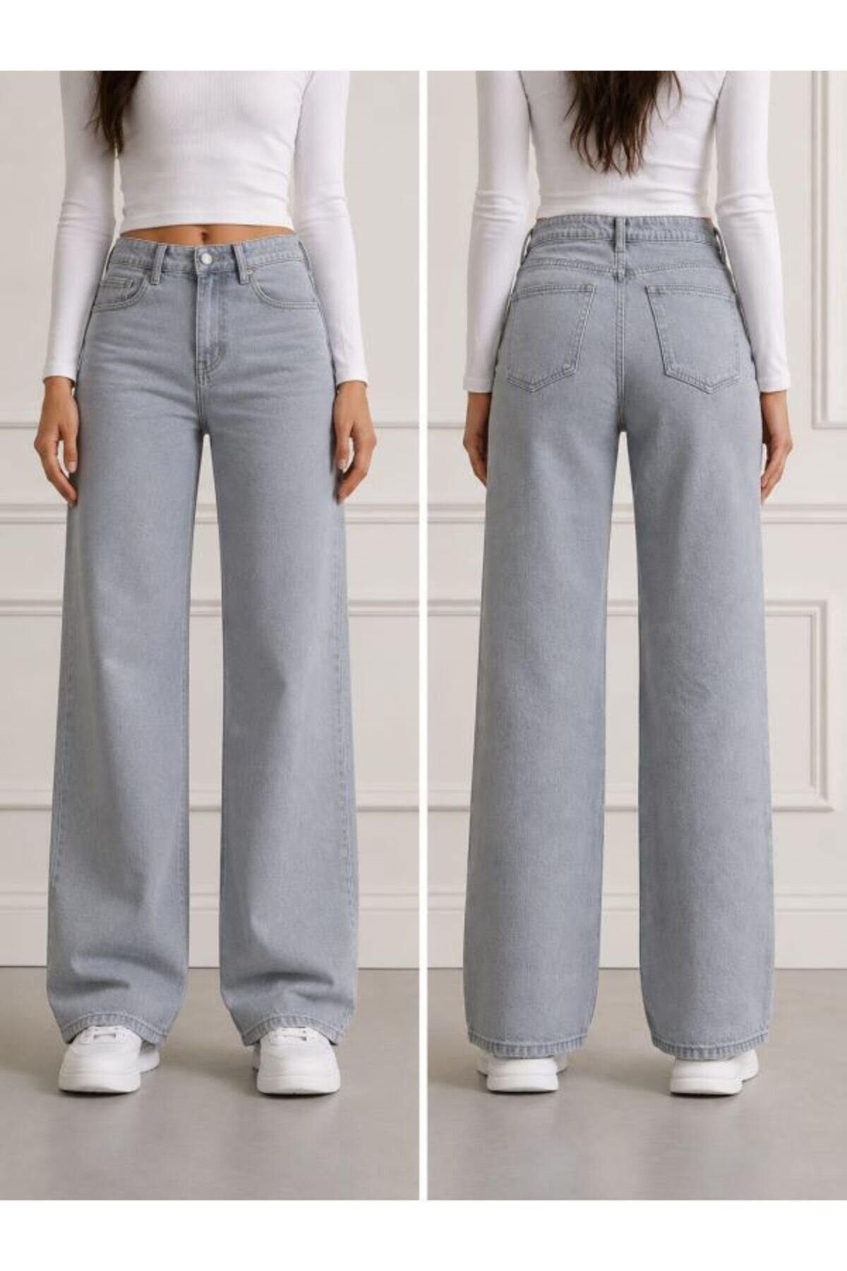 Gri Denim Pantolon - Shirosa