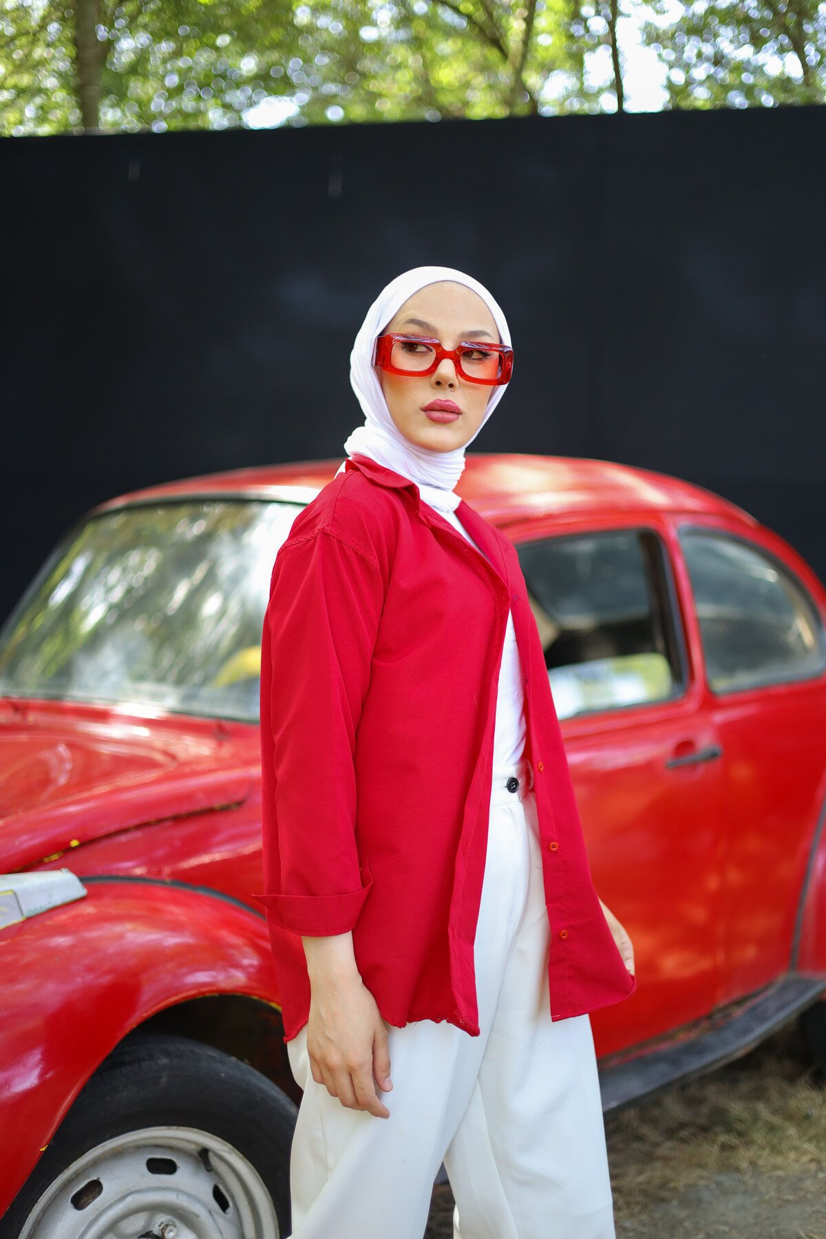 Oversize Basic Shirt - Red - Shirosa