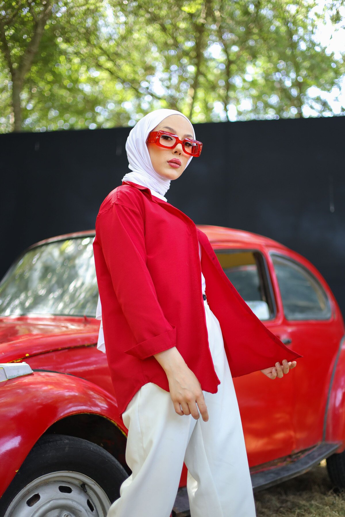 Oversize Basic Shirt - Red - Shirosa