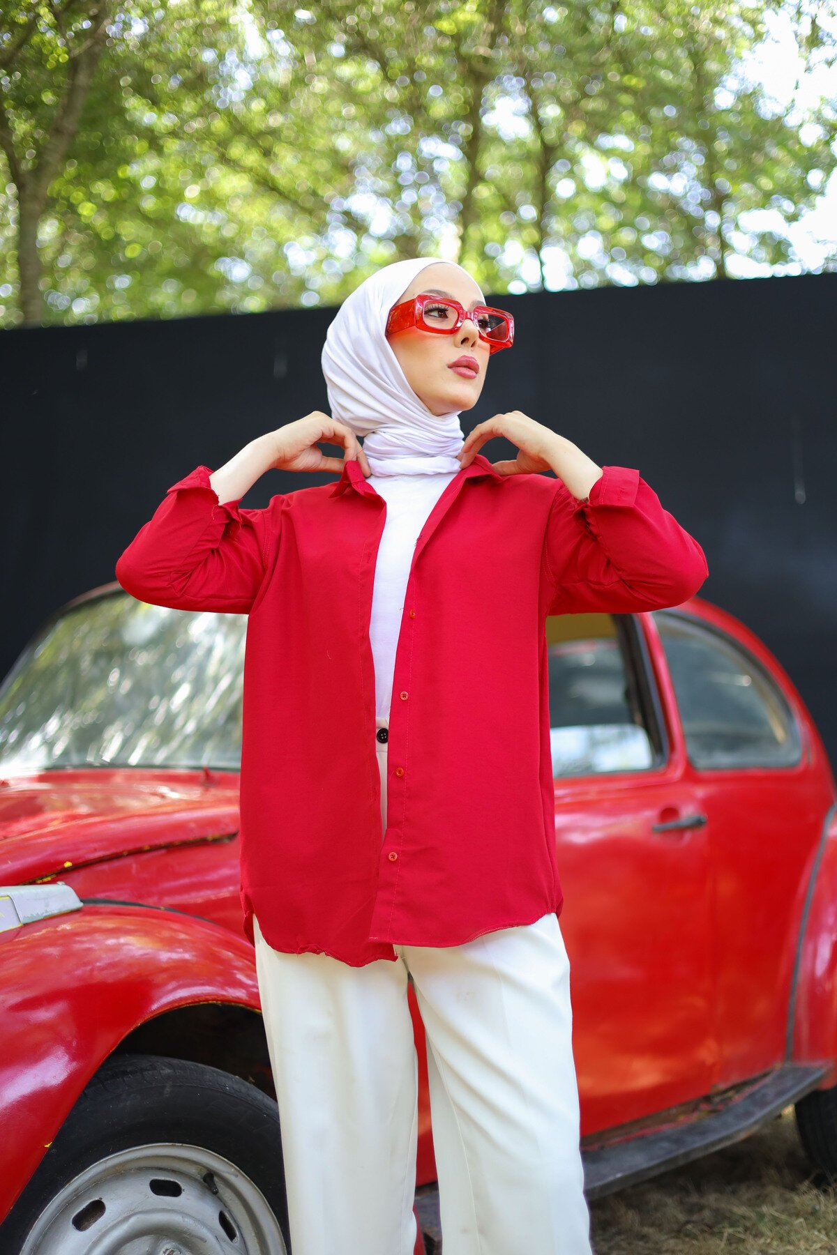 Oversize Basic Shirt - Red - Shirosa