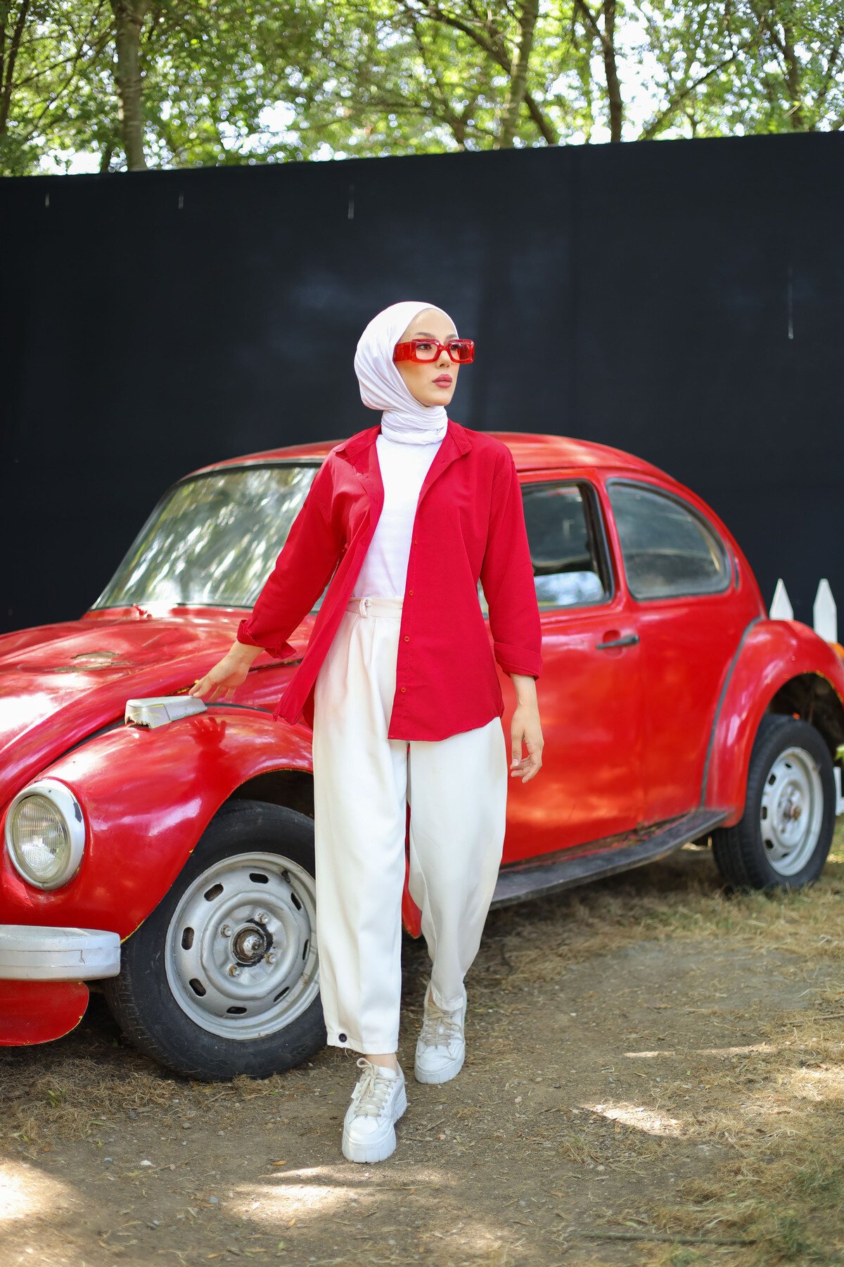 Oversize Basic Shirt - Red - Shirosa