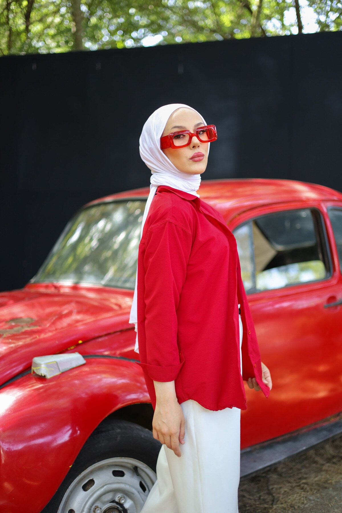 Oversize Basic Shirt - Red - Shirosa
