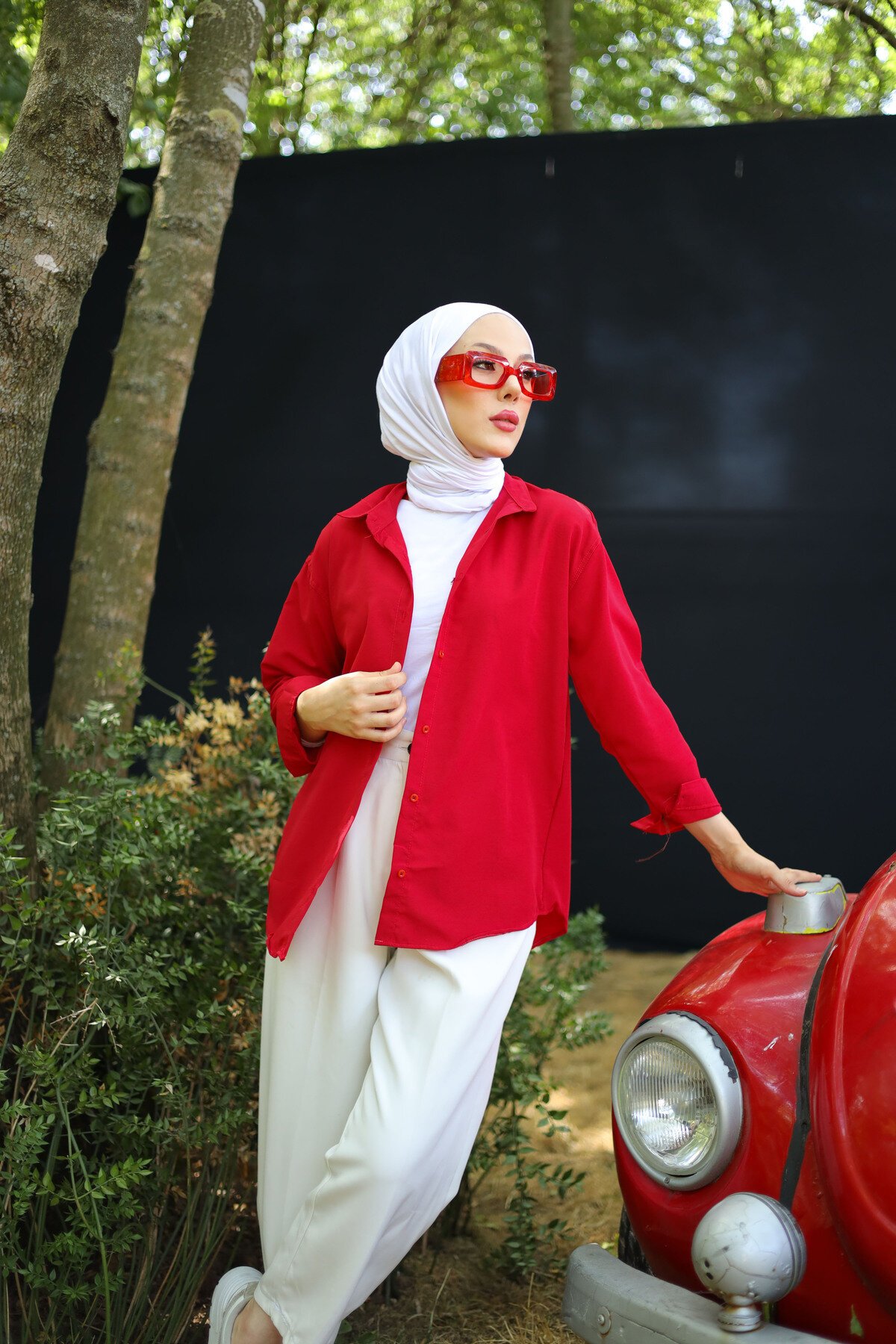 Oversize Basic Shirt - Red - Shirosa